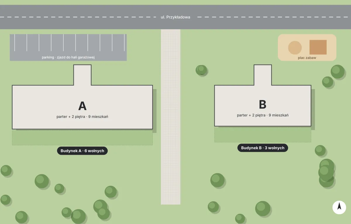 Masterplan osiedla (materiał demonstracyjny, dane fikcyjne)